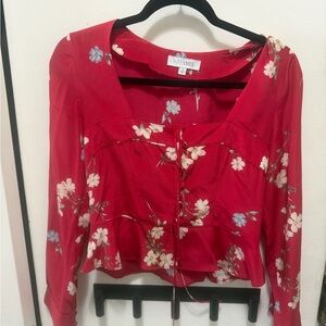 INTERMIX Red Floral Blouse